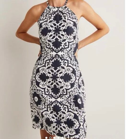 Boden Back Detail Mini Dress Size 10 NWT in Navy Bloomsbury - Picture 3 of 12